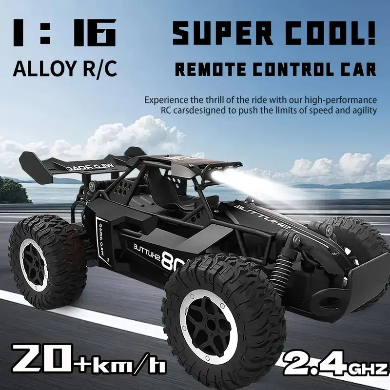 1:16 Scale 2WD All Terrain Fast RC Car 20KM/H High Speed Electric Off-Road Vehicle Outdoor Remote Control Truck for Kid Toy Gift
