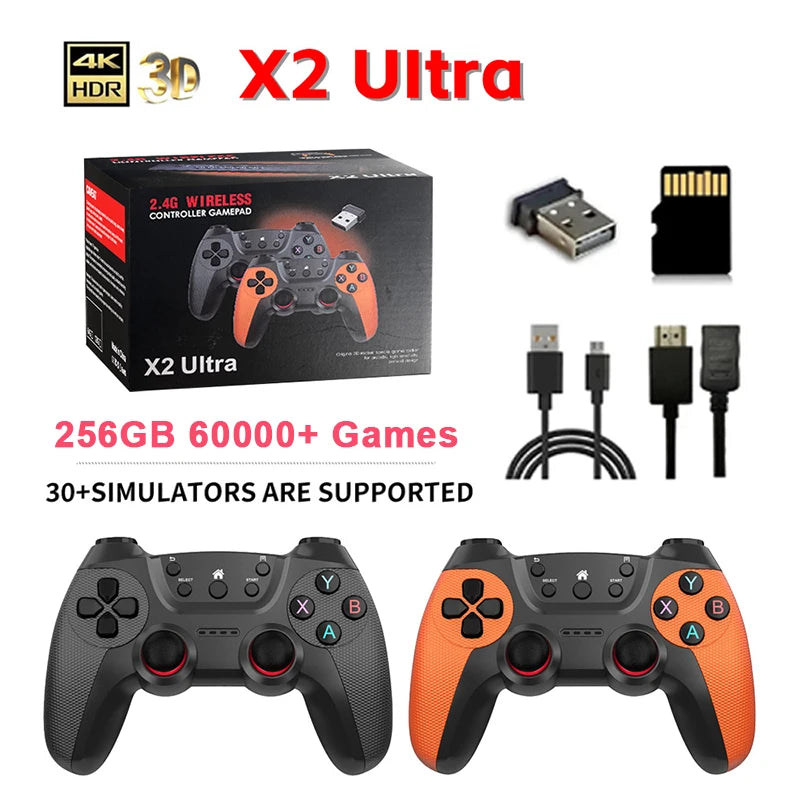 X2 Ultra Game Stick 256GB 60000+ Retro Games TV Handheld Game Console Wireless Gamepads Video Game HD Output for PS1 Nintendo