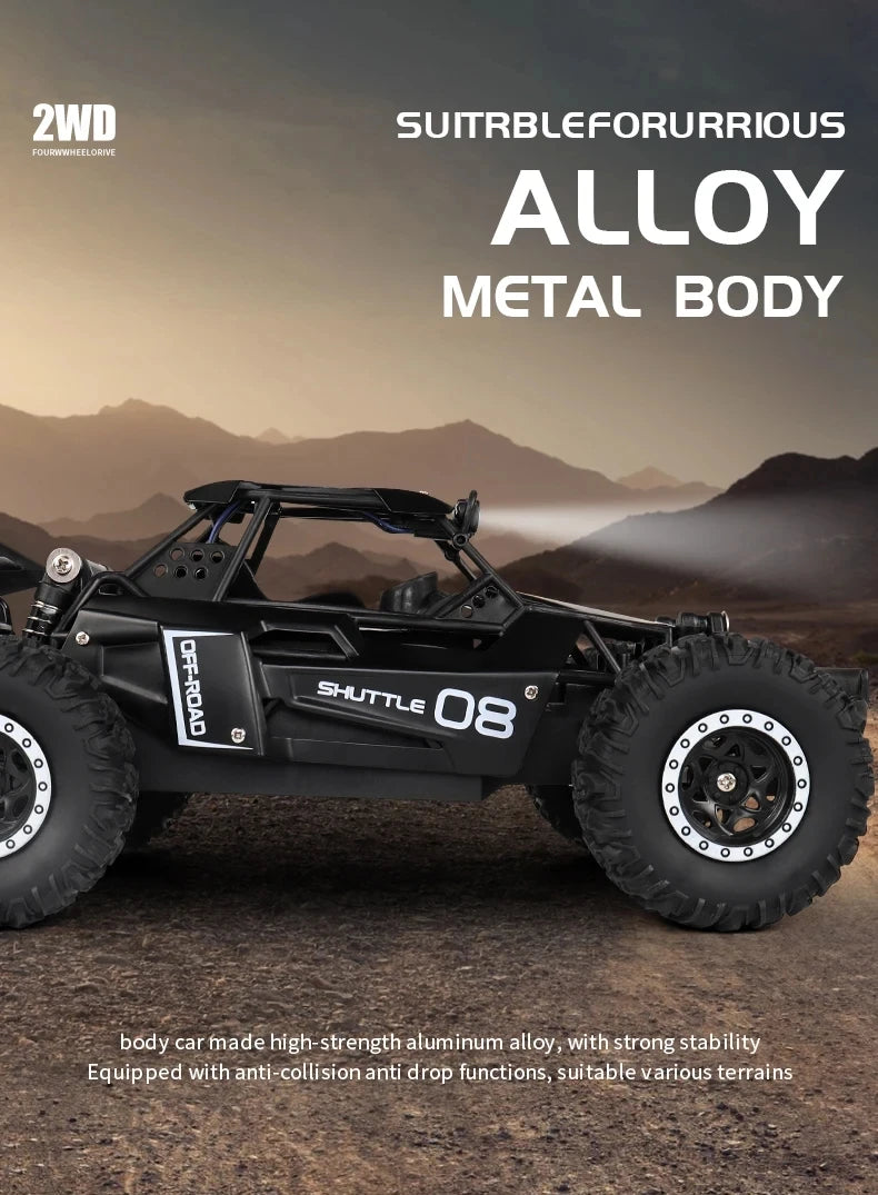 Remote Control Car RC Drift Racing 1:16 Vehicle Off Road Alloy 2.4G Radio High-Speed Trucks With LED Light Climbing Gift Kid Toy