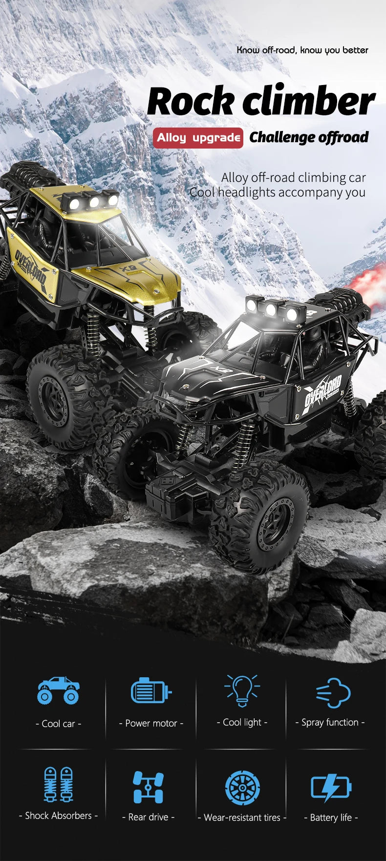 2025 New 4WD Spray Remote Control Cars With LED Lights 1:18 RC Buggy Off Road Drift Trucks RTR Vehicle Children‘s Boys Kid Gifts