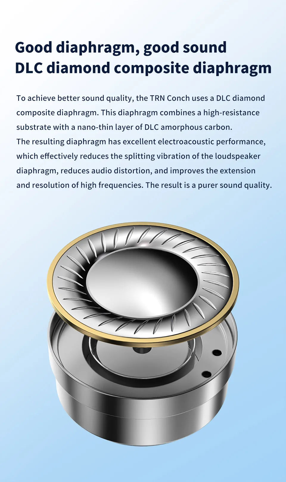 TRN Conch Earphone High-Performance DLC Diamond Diaphragm Dynamic in-Ear Monitors Music Monitors Tuning Wireless earbuds trn v80