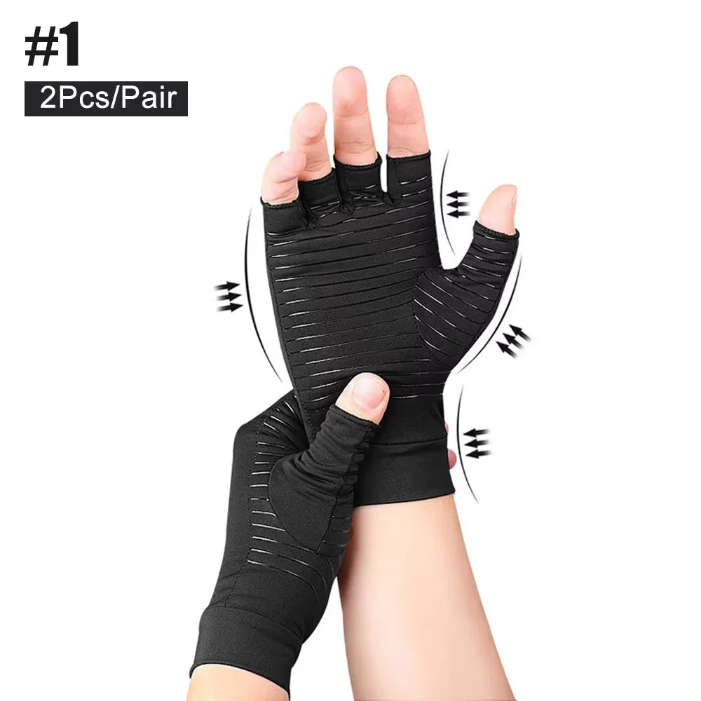 1Pair Unisex Fingerless Arthritis Gloves Wrist Brace Hand Support for Carpal Tunnel Pain Relief And Swelling Men And Women