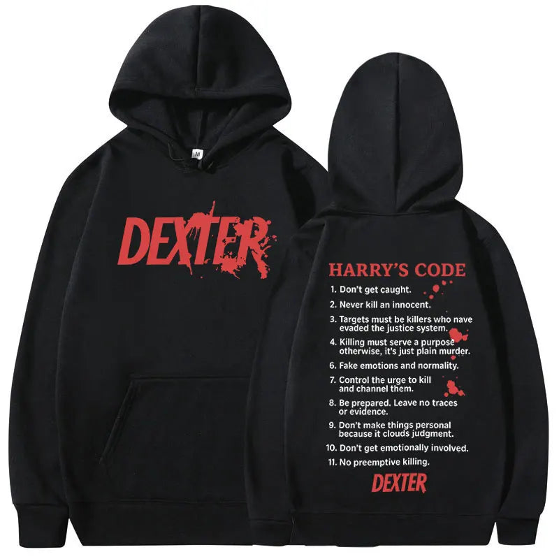 TV Play Dexter Morgan Harry's Code Men's and Women's Hoodies, Oversized Casual Fashion Retro Autumn and Winter Cotton Hoodies