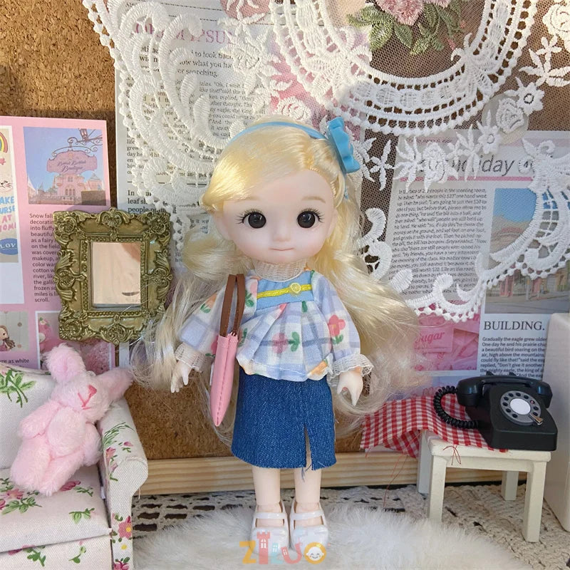 16cm Dolls for Girls Children's Toys 1/8 BJD Mini Dolls Kawaii with Clothes Birthday Xmas Gifts Princess Dress Up Toy