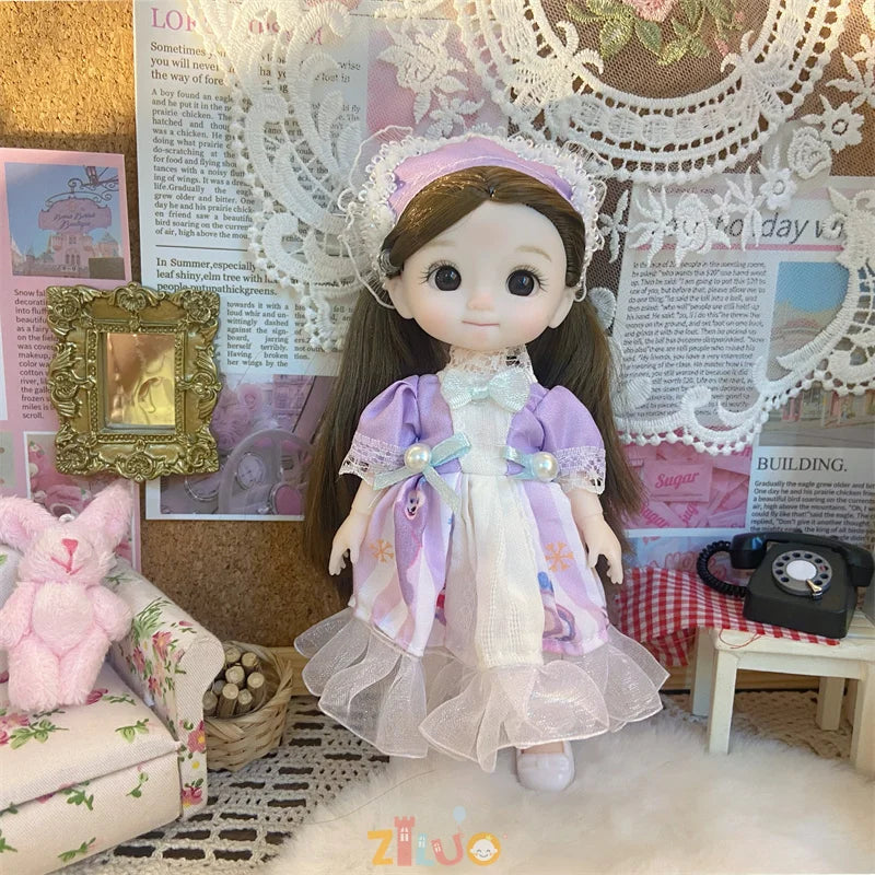 16cm Dolls for Girls Children's Toys 1/8 BJD Mini Dolls Kawaii with Clothes Birthday Xmas Gifts Princess Dress Up Toy