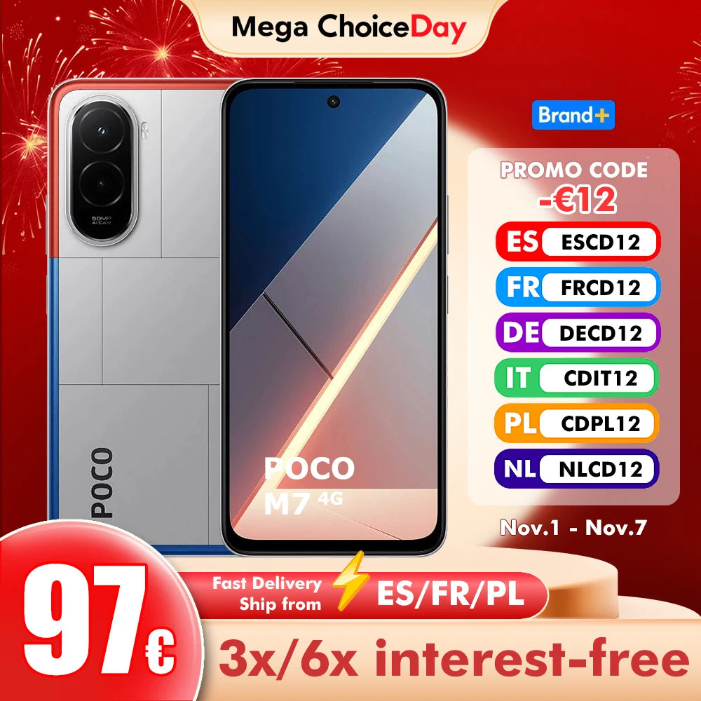 POCO M7 4G NFC 6GB/128GB 8GB/256GB Smart Cellphone 144Hz Display 7000mAh Battery Smartphone