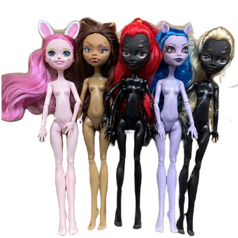 Monster Dolls Cute Horse-man Deer Cat Draculaura/Clawdeen Wolf/ Frankie Stein / Black Spider Movable Body Girls Toys Gift