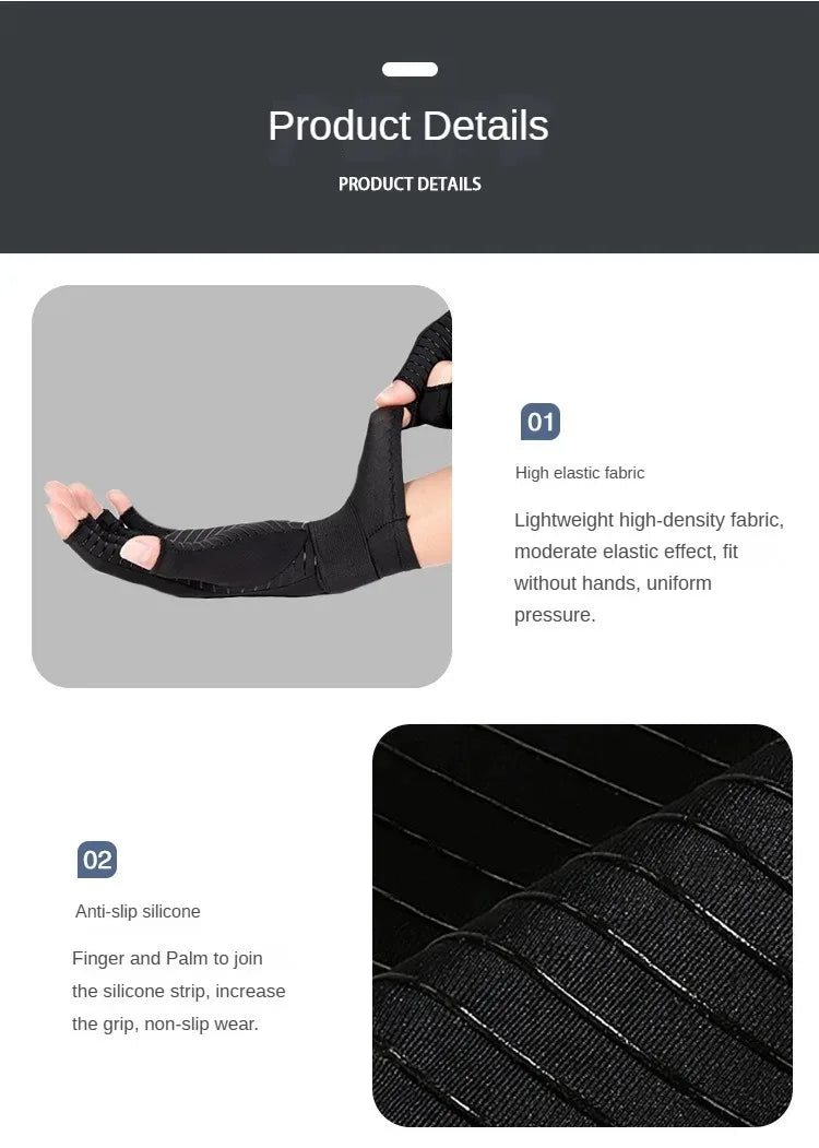 1Pair Unisex Fingerless Arthritis Gloves Wrist Brace Hand Support for Carpal Tunnel Pain Relief And Swelling Men And Women