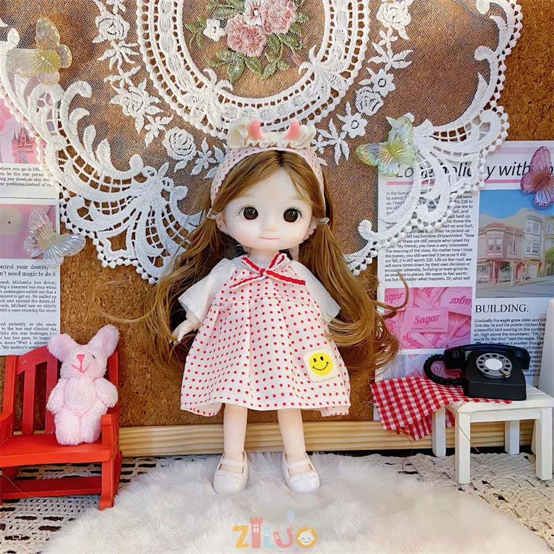 16cm Dolls for Girls Children's Toys 1/8 BJD Mini Dolls Kawaii with Clothes Birthday Xmas Gifts Princess Dress Up Toy