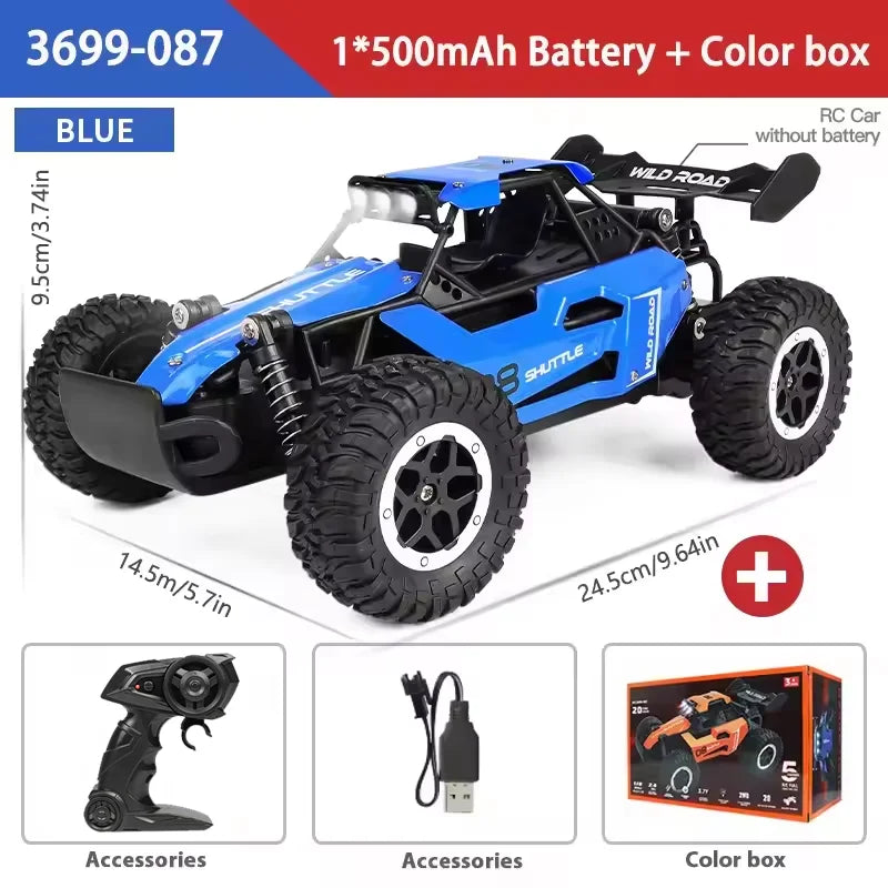 1:16 Scale 2WD All Terrain Fast RC Car 20KM/H High Speed Electric Off-Road Vehicle Outdoor Remote Control Truck for Kid Toy Gift