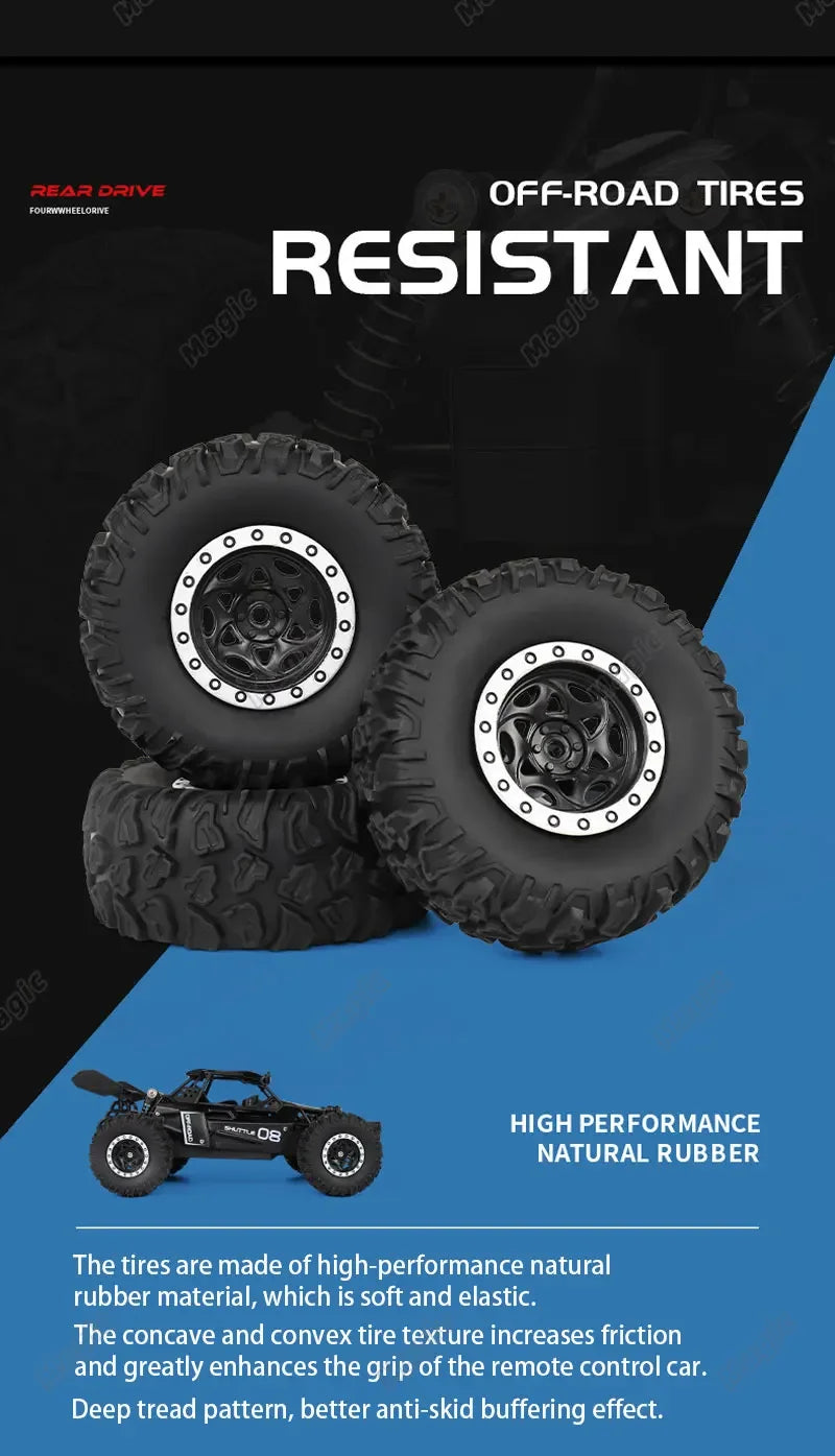 1:16 Scale 2WD All Terrain Fast RC Car 20KM/H High Speed Electric Off-Road Vehicle Outdoor Remote Control Truck for Kid Toy Gift