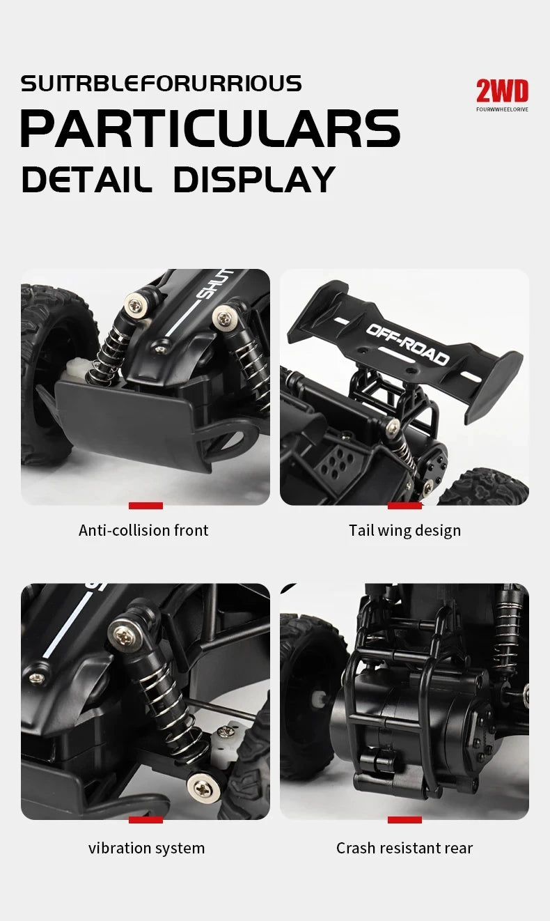 Remote Control Car RC Drift Racing 1:16 Vehicle Off Road Alloy 2.4G Radio High-Speed Trucks With LED Light Climbing Gift Kid Toy