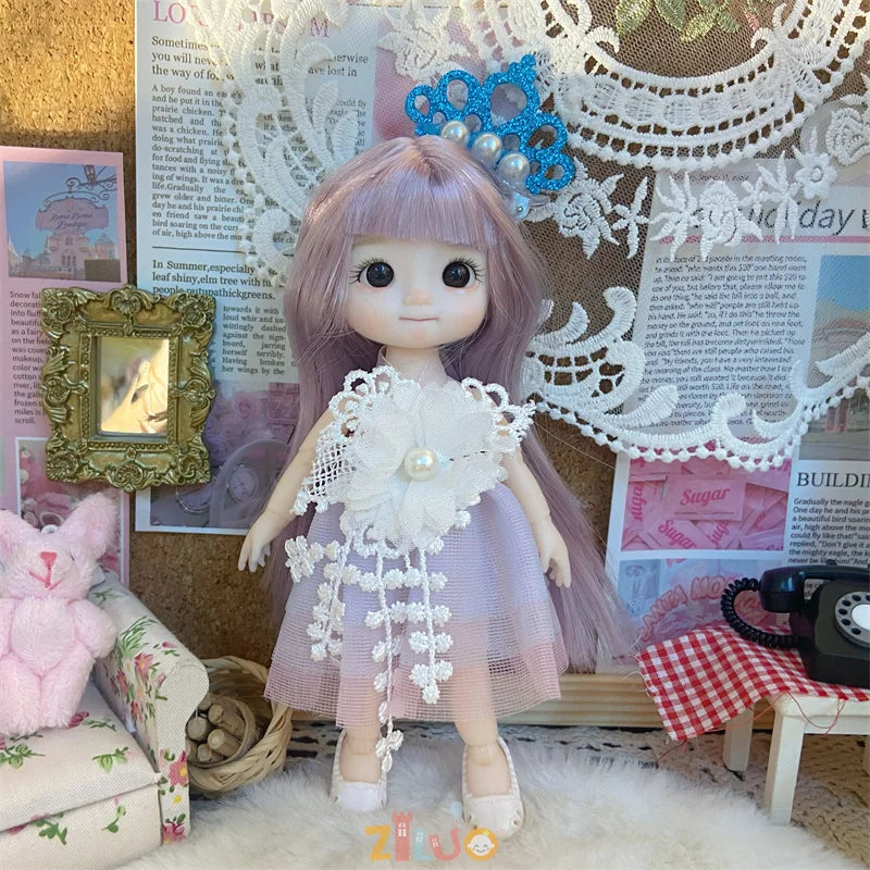16cm Dolls for Girls Children's Toys 1/8 BJD Mini Dolls Kawaii with Clothes Birthday Xmas Gifts Princess Dress Up Toy