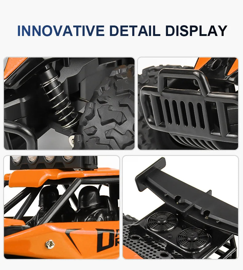 Remote Control Car RC Drift Racing 1:16 Vehicle Off Road Alloy 2.4G Radio High-Speed Trucks With LED Light Climbing Gift Kid Toy