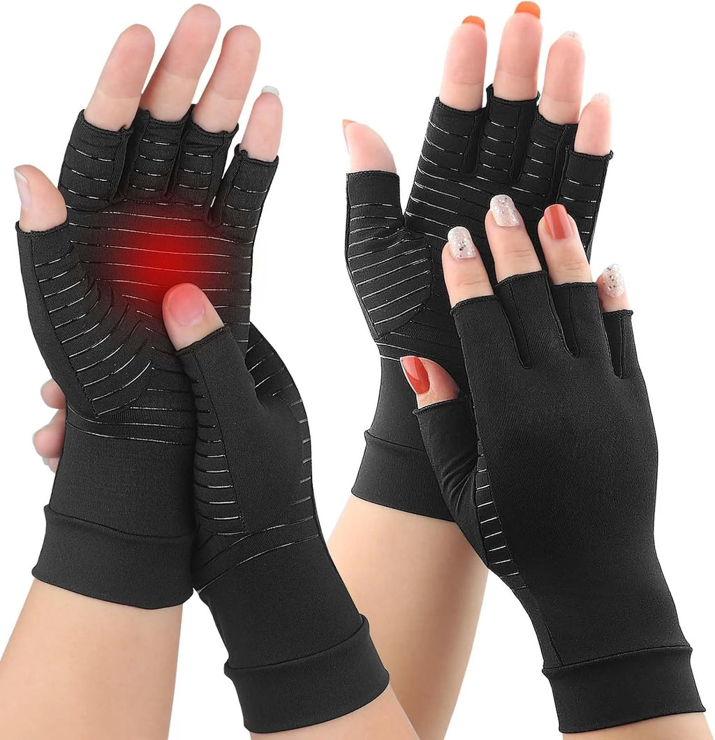 1Pair Unisex Fingerless Arthritis Gloves Wrist Brace Hand Support for Carpal Tunnel Pain Relief And Swelling Men And Women