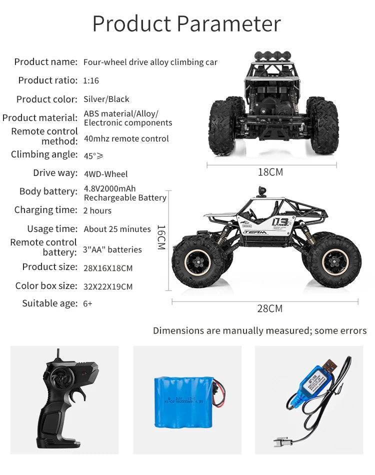 Oike RC Car Remote Control Climbing Vehicle Outdoor All Terrain Off-road Trucks 4WD Racing Drift Cars Toy Gift for Kids Adults