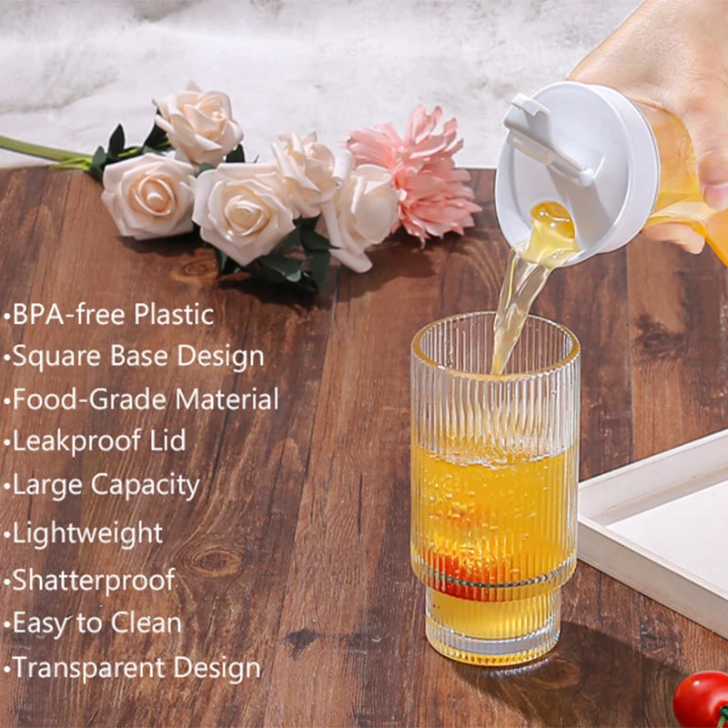 3pcs 1.5 L Plastic Water Carafe with Flip Top Lid, Square Base Juice Containers, Bar Supplies Pitcher for Drinks, Tea, Milk