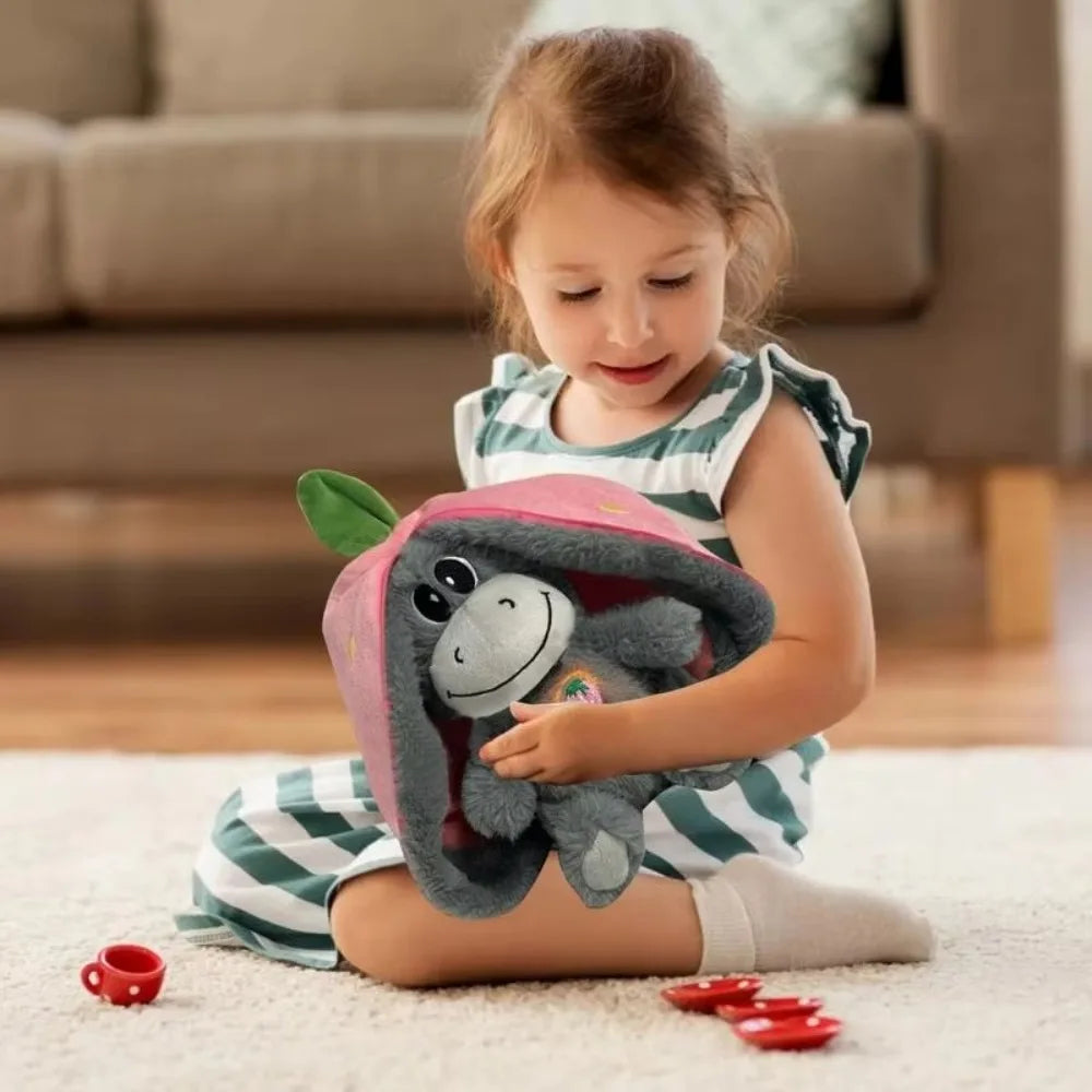 Creative 12.6inch Luminous Breathing Doll Plush Strawberry Breathing Stuffed Doll Soft Donkey Baby Sleeping Toys Kids