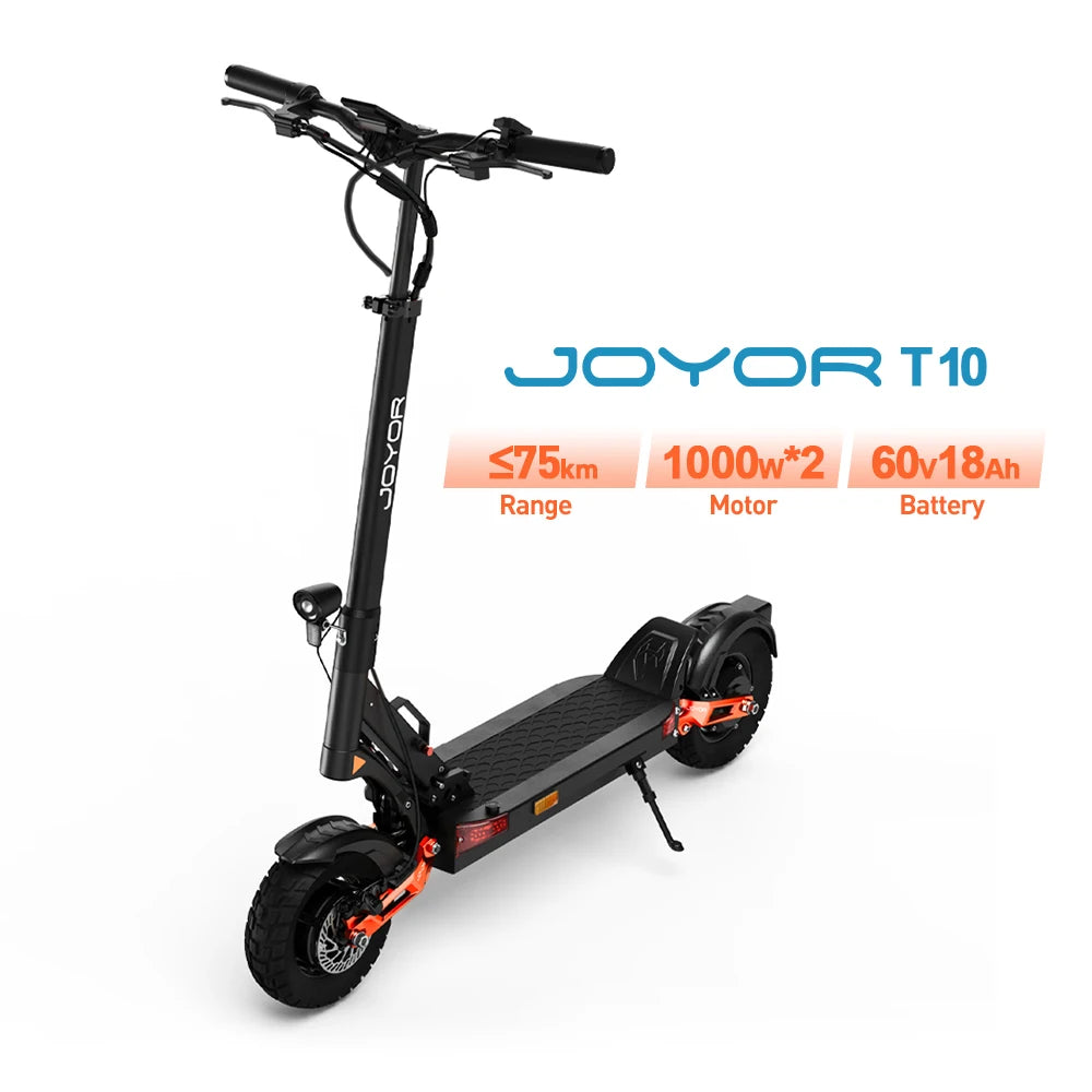 JOYOR T10 Adult Electric Scooter 1000W*2 Motor 60V18AH Battery Off-Road Escooter 10" Off-Road Tire Foldable E-Scooter