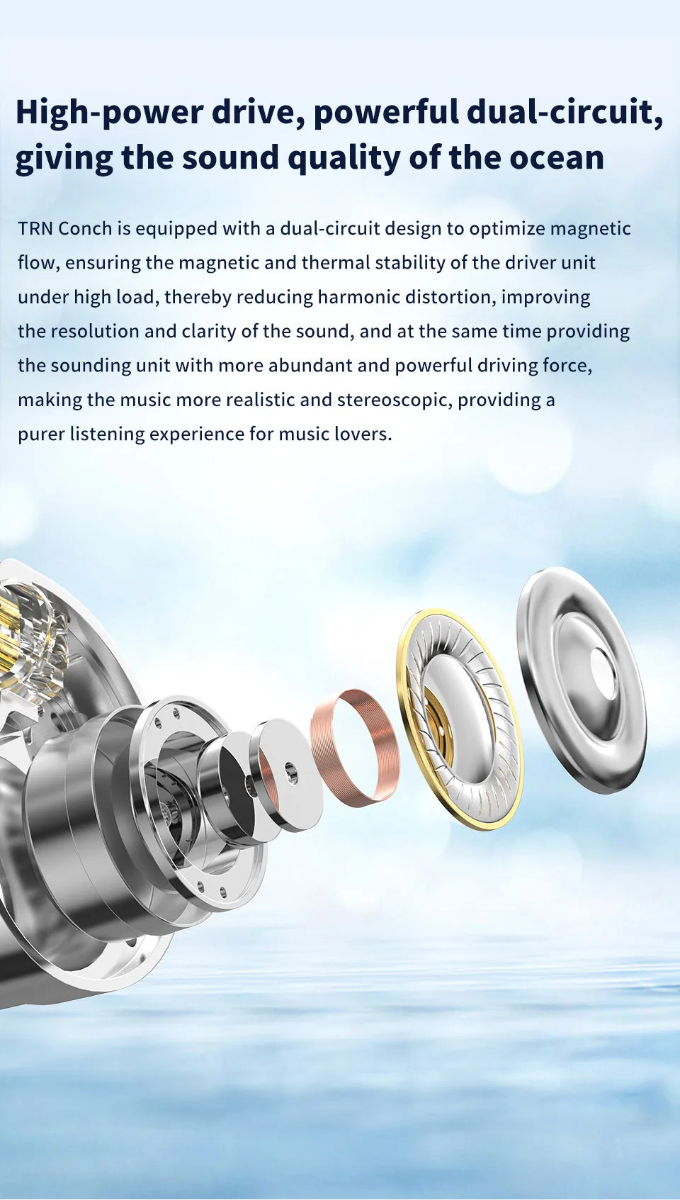 TRN Conch Earphone High-Performance DLC Diamond Diaphragm Dynamic in-Ear Monitors Music Monitors Tuning Wireless earbuds trn v80