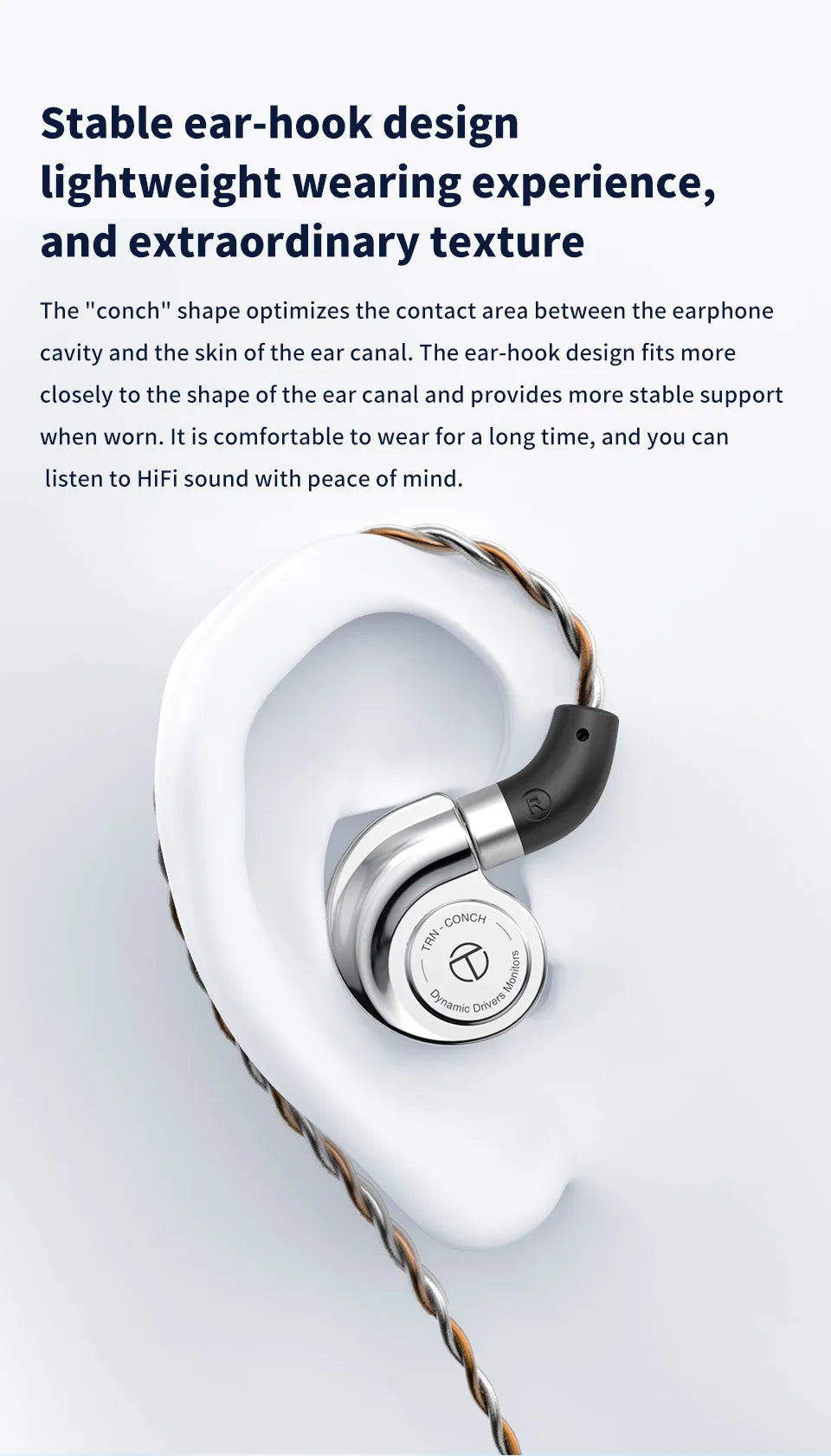 TRN Conch Earphone High-Performance DLC Diamond Diaphragm Dynamic in-Ear Monitors Music Monitors Tuning Wireless earbuds trn v80