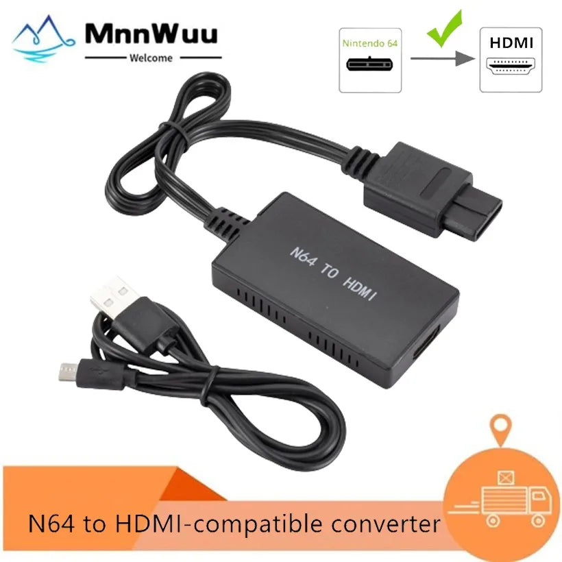 MnnWuu 1080P N64 To HDMI-compatible Converter Game Adapter For Nintend N64 / SNES toHDMI-compatible Converter Plug And Play