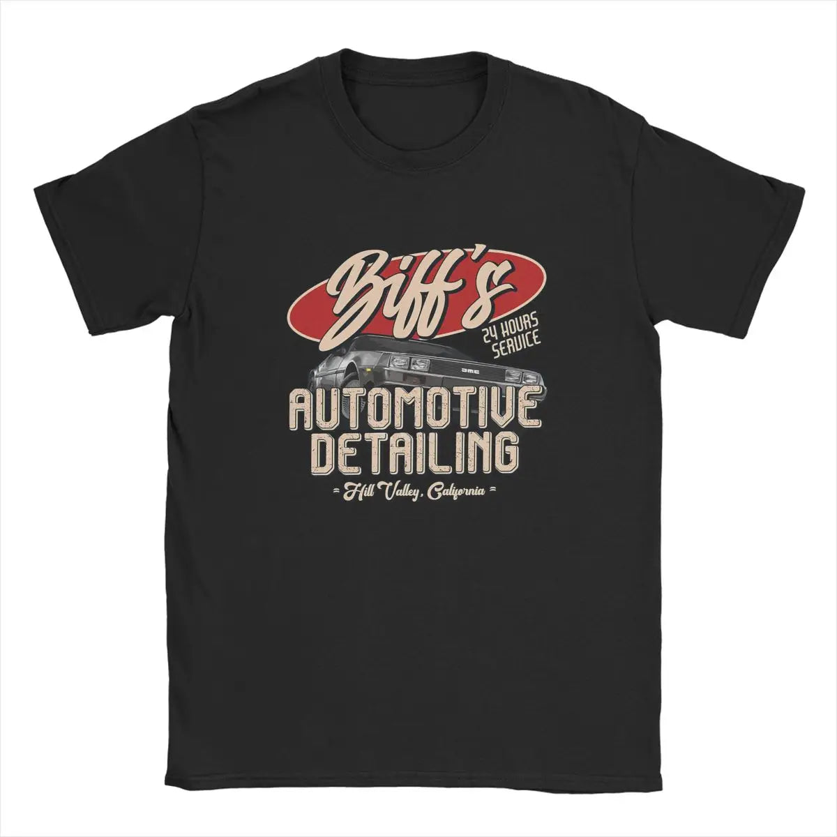 Back To The Future. Biff's Automotive Detailing Party Gifts T-Shirt  Pure Cotton printed Vintage Clothes Graphic plus size