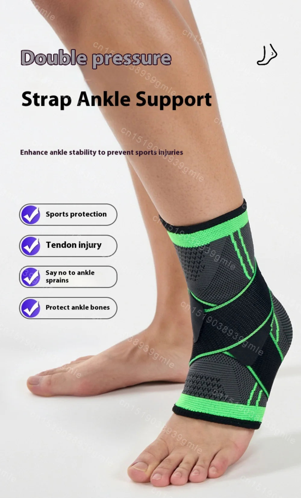 1Pcs High Quality Adjustable Ankle Support Compression Ankle Brace Protector Running Soccer Basketball Fitness Joint Pain Nylon