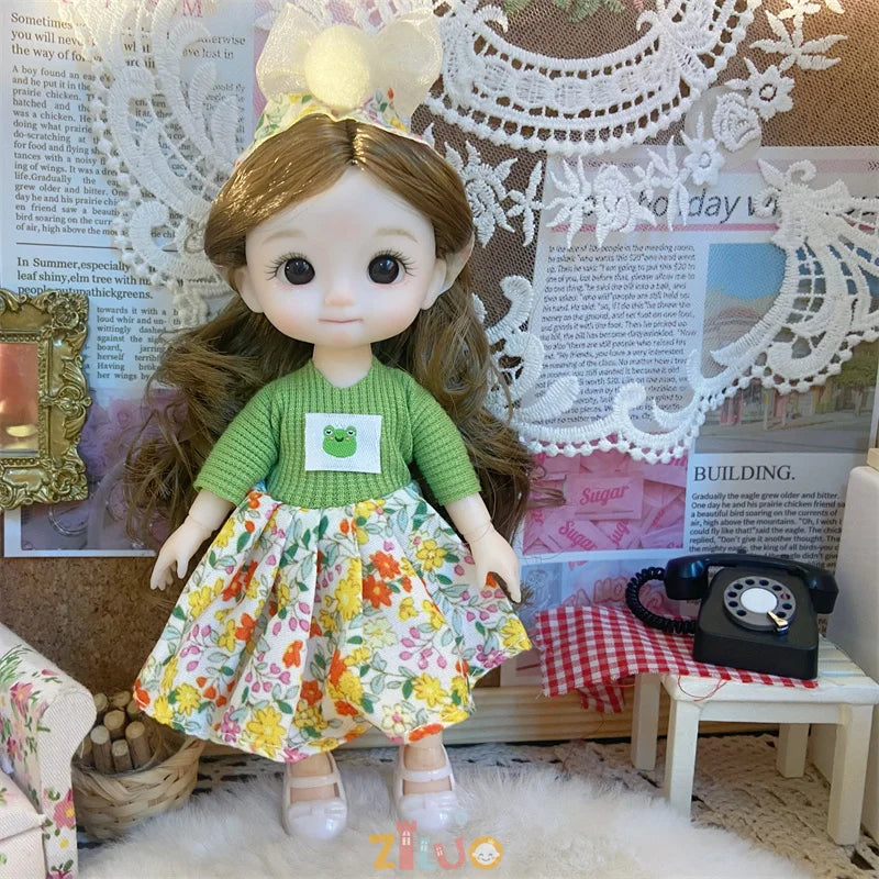 16cm Dolls for Girls Children's Toys 1/8 BJD Mini Dolls Kawaii with Clothes Birthday Xmas Gifts Princess Dress Up Toy
