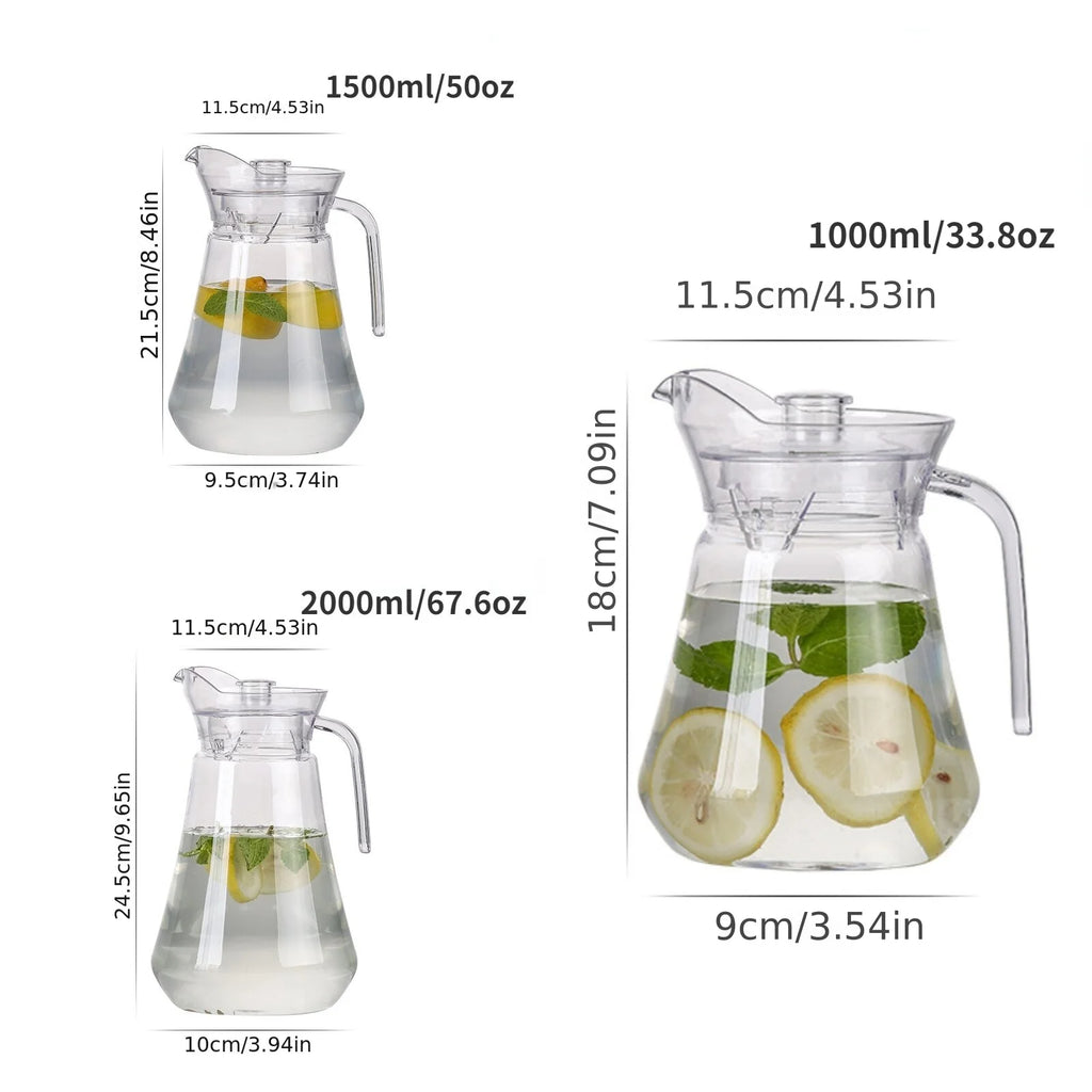 1pc Plastic Pitcher 33/50/67oz Drinkware Tea Pitcher For Juice, Milk,Cold /Hot Beverages Carafe Water Pitcher For Restaurant