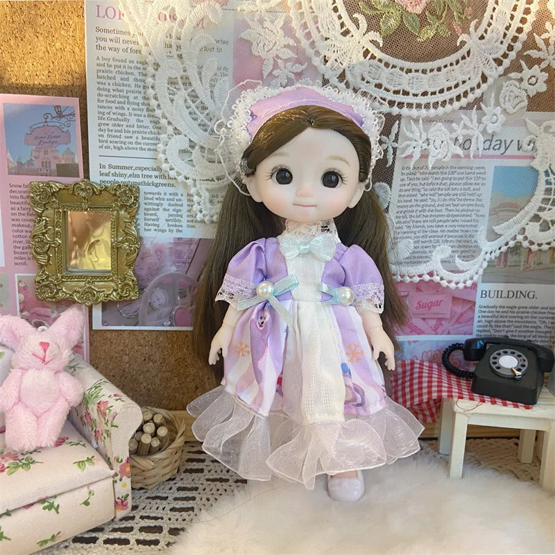 16cm Dolls for Girls Children's Toys 1/8 BJD Mini Dolls Kawaii with Clothes Birthday Xmas Gifts Princess Dress Up Toy