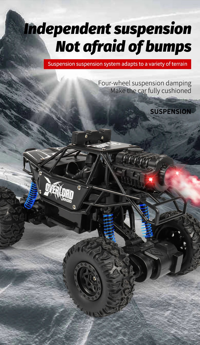 2025 New 4WD Spray Remote Control Cars With LED Lights 1:18 RC Buggy Off Road Drift Trucks RTR Vehicle Children‘s Boys Kid Gifts