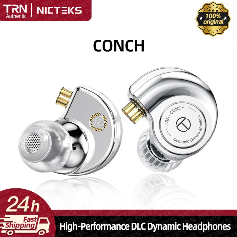 TRN Conch Earphone High-Performance DLC Diamond Diaphragm Dynamic in-Ear Monitors Music Monitors Tuning Wireless earbuds trn v80