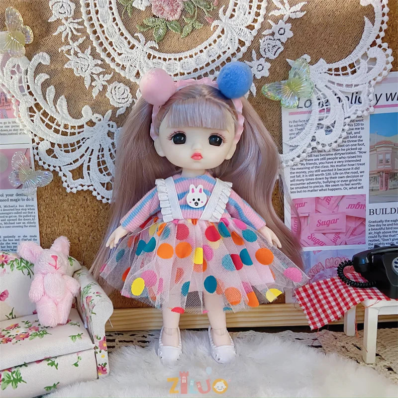 16cm Dolls for Girls Children's Toys 1/8 BJD Mini Dolls Kawaii with Clothes Birthday Xmas Gifts Princess Dress Up Toy