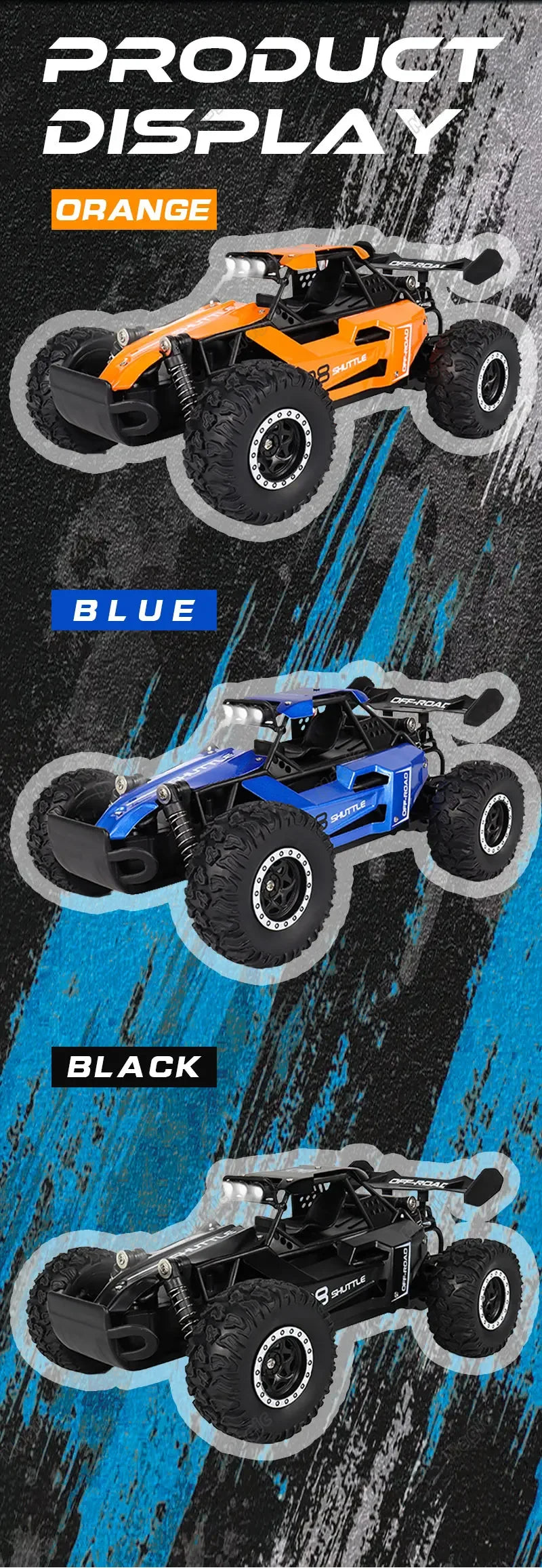 1:16 Scale 2WD All Terrain Fast RC Car 20KM/H High Speed Electric Off-Road Vehicle Outdoor Remote Control Truck for Kid Toy Gift