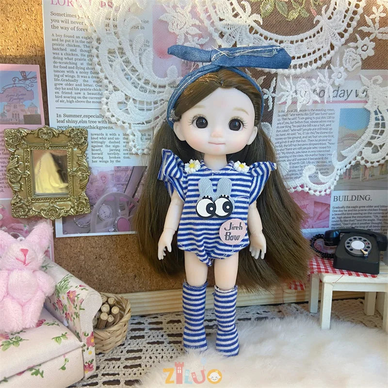 16cm Dolls for Girls Children's Toys 1/8 BJD Mini Dolls Kawaii with Clothes Birthday Xmas Gifts Princess Dress Up Toy