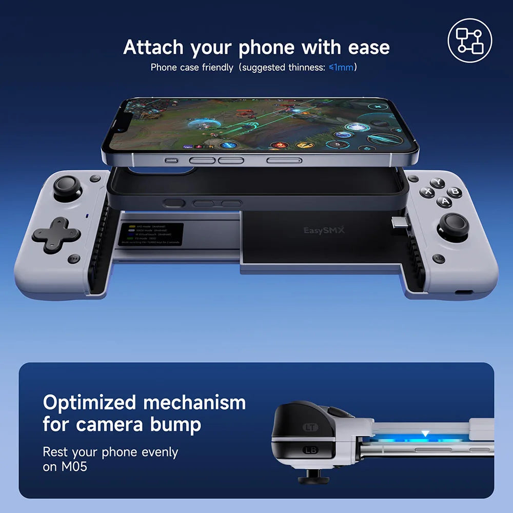 EasySMX M05 Type C Mobile Phone Controller Compatible with Android Phone/Cloud Gaming Xbox Game Pass/iPhone 15/16 Series/xCloud