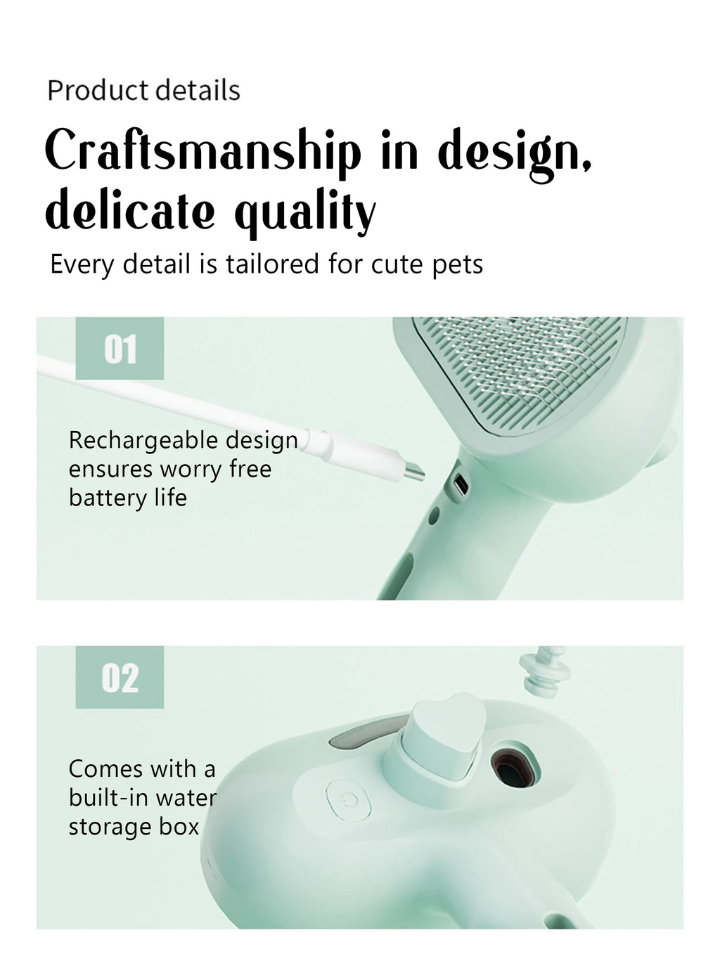 Dog Comb Pet Steam Massage Brush Safe Round Head Soft Teeth Spray Hair Removal Comb for Dog Universal for Cats Dogs Accessories