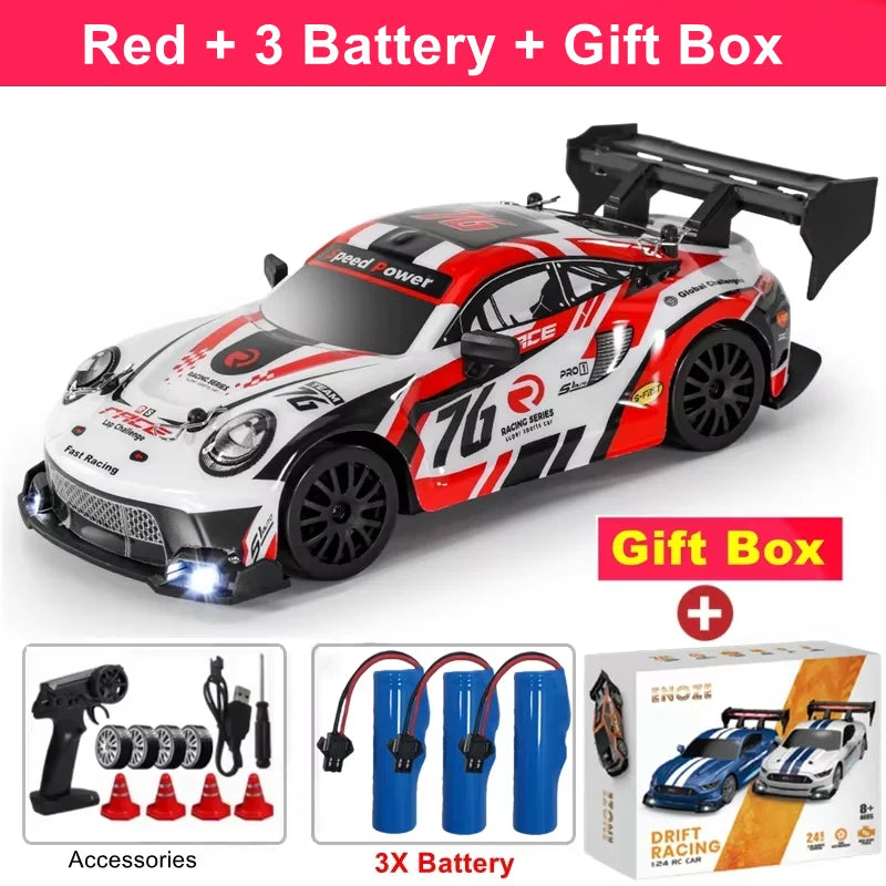 RC Drift Car 4WD Remote Control High Speed Racing Vehicle with LED Lights 2.4GHz Radio 4x4 Off-Road Truck Toy for Children Kids