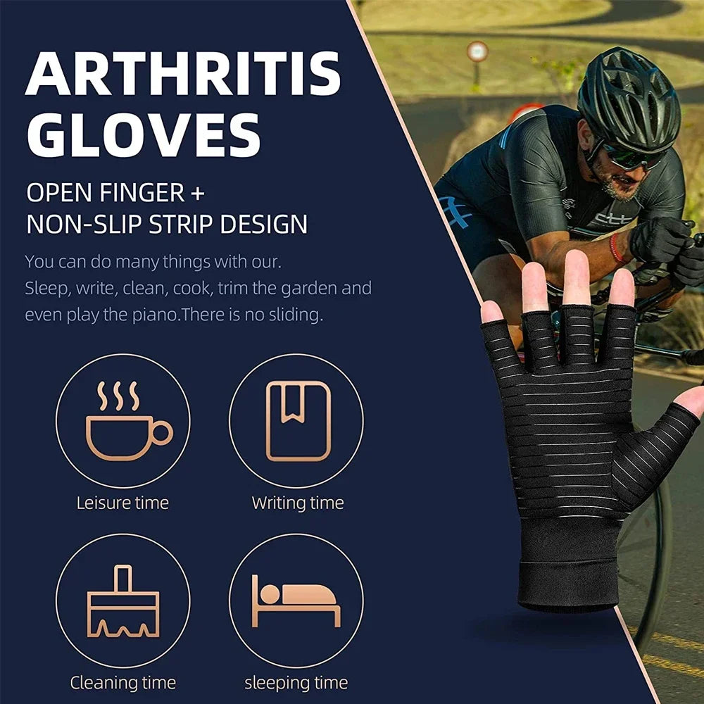 1Pair Unisex Fingerless Arthritis Gloves Wrist Brace Hand Support for Carpal Tunnel Pain Relief And Swelling Men And Women