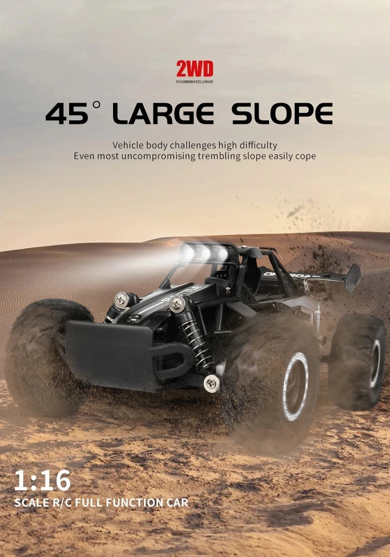 Remote Control Car RC Drift Racing 1:16 Vehicle Off Road Alloy 2.4G Radio High-Speed Trucks With LED Light Climbing Gift Kid Toy