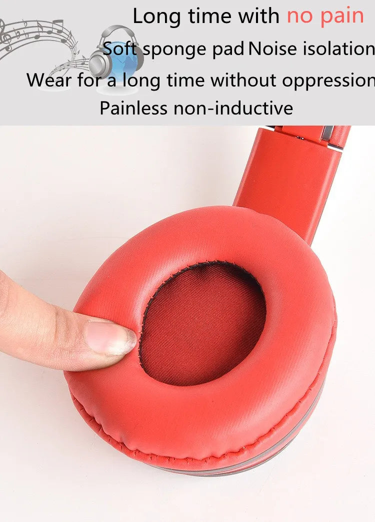 P47 Bluetooth 5.0 Wireless Headphone Foldable HIFI Stereo Bass Earphone Kid Helmet Gift With Mic USB Adaptor For iPhone Game