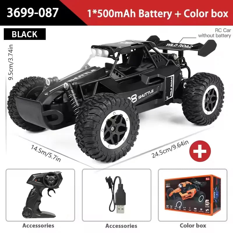 1:16 Scale 2WD All Terrain Fast RC Car 20KM/H High Speed Electric Off-Road Vehicle Outdoor Remote Control Truck for Kid Toy Gift