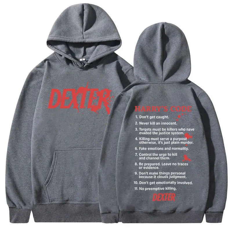 TV Play Dexter Morgan Harry's Code Men's and Women's Hoodies, Oversized Casual Fashion Retro Autumn and Winter Cotton Hoodies