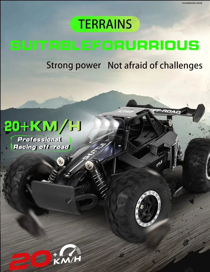 1:16 Scale 2WD All Terrain Fast RC Car 20KM/H High Speed Electric Off-Road Vehicle Outdoor Remote Control Truck for Kid Toy Gift