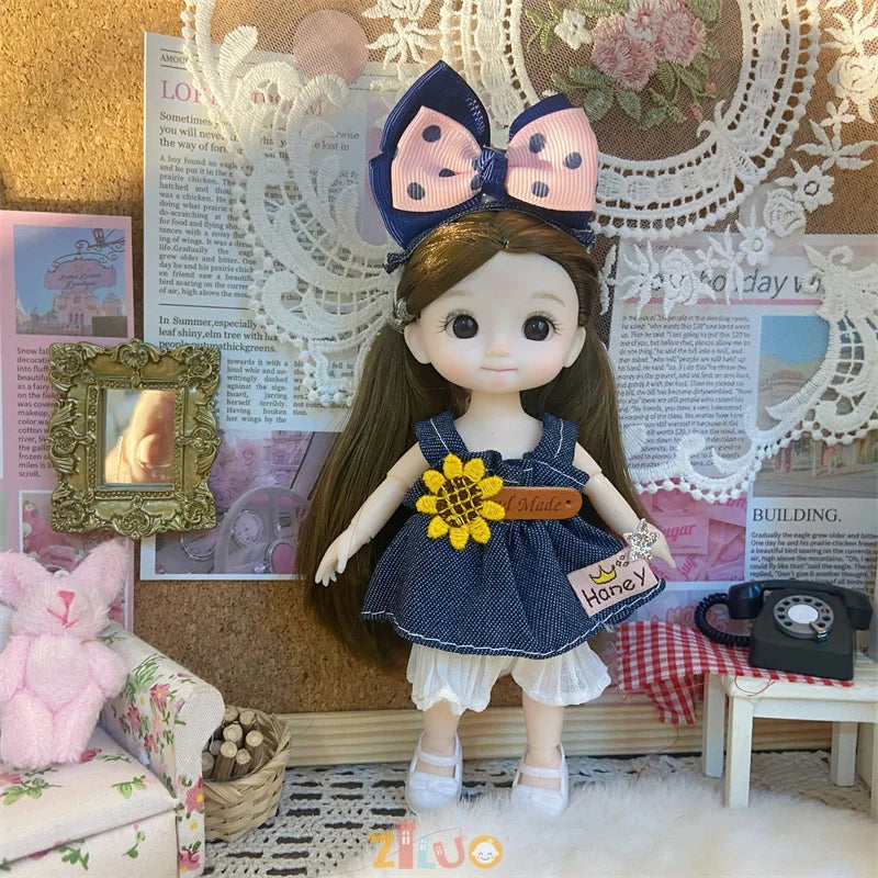 16cm Dolls for Girls Children's Toys 1/8 BJD Mini Dolls Kawaii with Clothes Birthday Xmas Gifts Princess Dress Up Toy