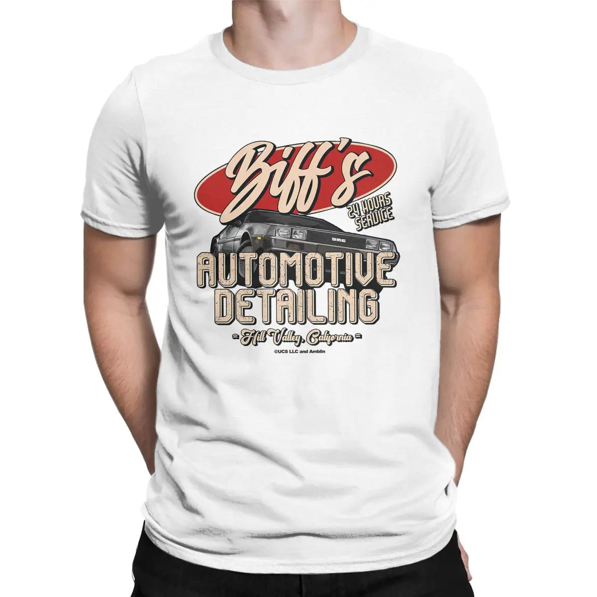 Back To The Future. Biff's Automotive Detailing Party Gifts T-Shirt  Pure Cotton printed Vintage Clothes Graphic plus size