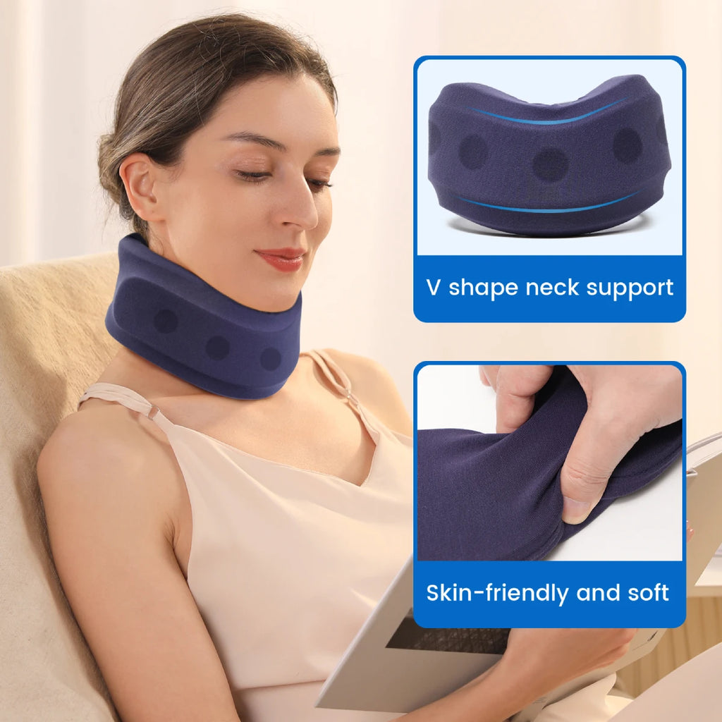 VELPEAU Neck Brace for Pain Relief and Spine Pressure, Adjustable Foam Neck Support Collar for Snoozing and Sleep Apnea