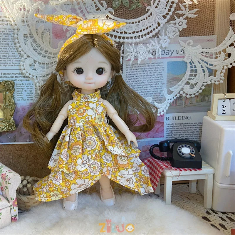 16cm Dolls for Girls Children's Toys 1/8 BJD Mini Dolls Kawaii with Clothes Birthday Xmas Gifts Princess Dress Up Toy