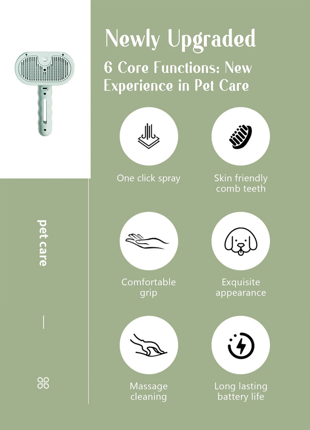 Dog Comb Pet Steam Massage Brush Safe Round Head Soft Teeth Spray Hair Removal Comb for Dog Universal for Cats Dogs Accessories